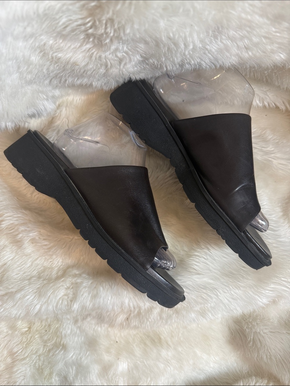 BareTraps Rebecca Black Leather Slide Sandals Womens Size 10M Comfort - Picture 3 of 7